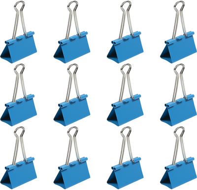 Blue Large 41mm Binder Clips - 12 Pack