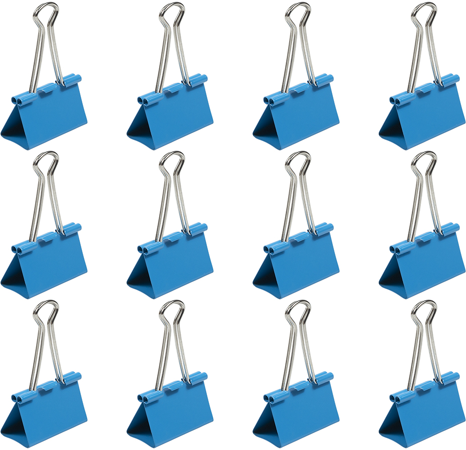 Blue Large 41mm Binder Clips - 12 Pack
