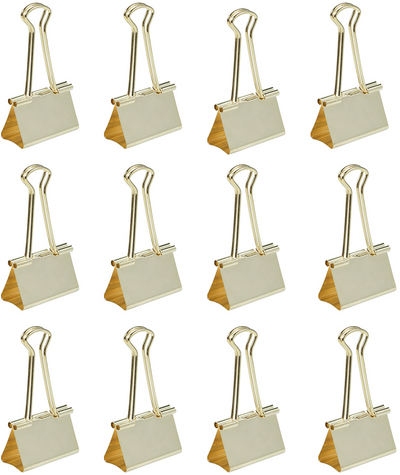 Gold Large 41mm Binder Clips - 12 Pack