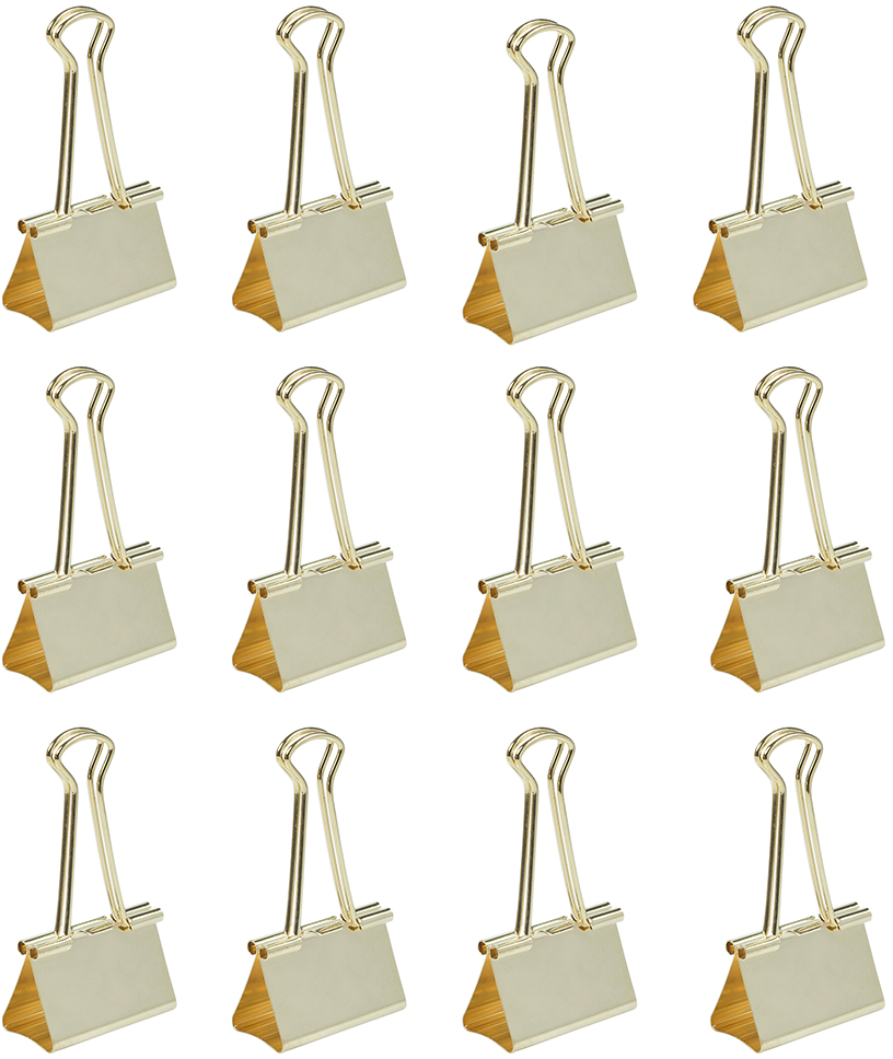 Gold Large 41mm Binder Clips - 12 Pack