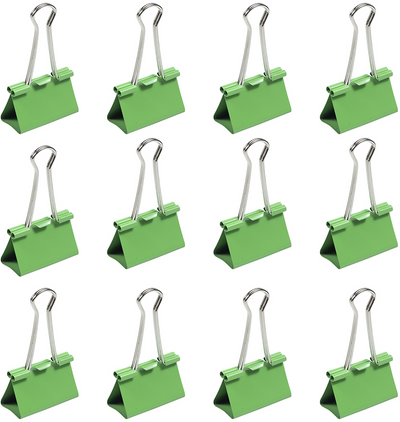 Green Large 41mm Binder Clips - 12 Pack
