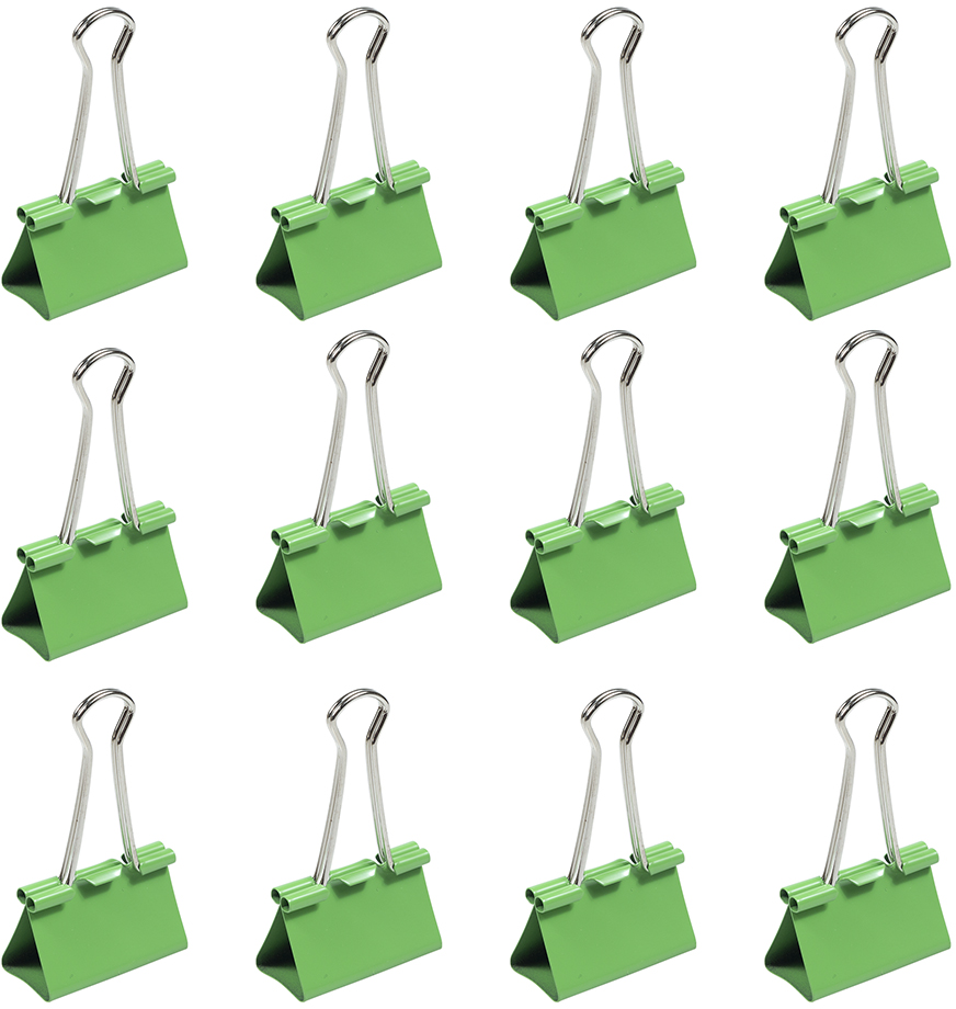 Green Large 41mm Binder Clips - 12 Pack