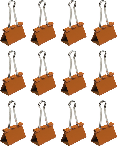 Orange Large 41mm Binder Clips - 12 Pack