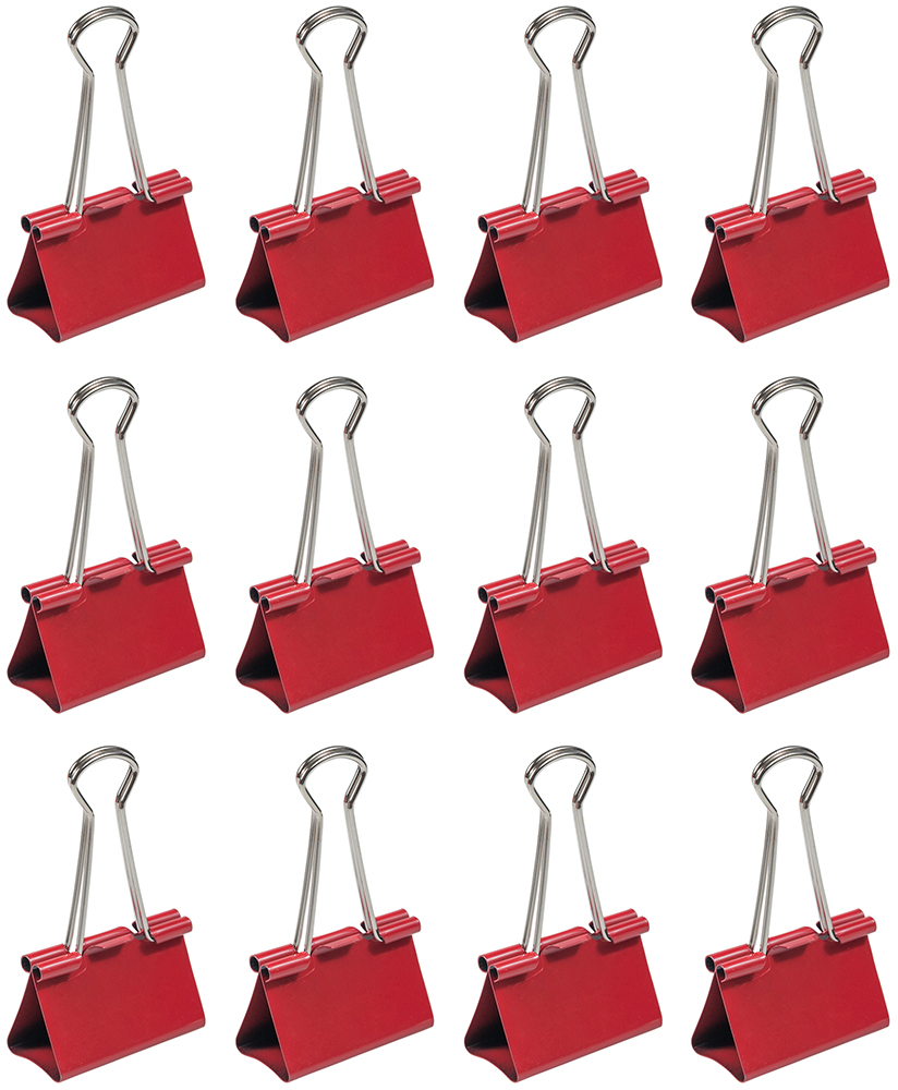 Red Large 41mm Binder Clips - 12 Pack
