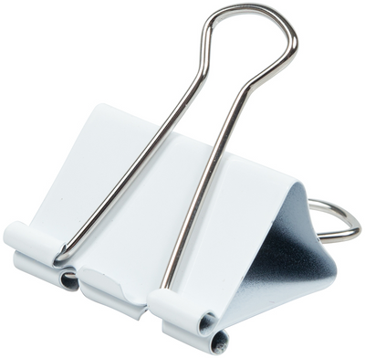 White Large 41mm Binder Clips - 12 Pack
