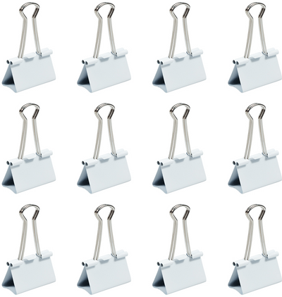 White Large 41mm Binder Clips - 12 Pack