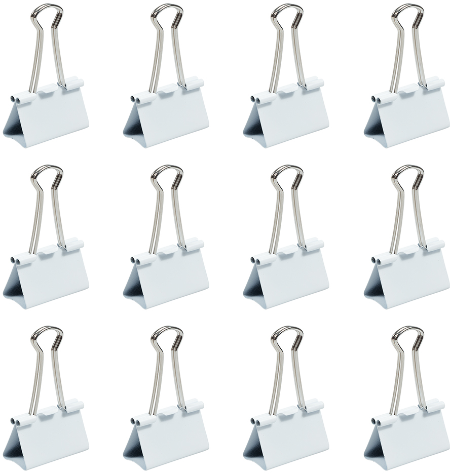 White Large 41mm Binder Clips - 12 Pack