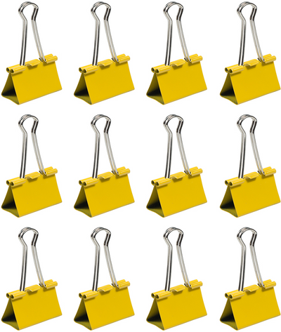Yellow Large 41mm Binder Clips - 12 Pack