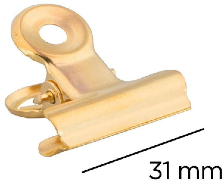 Gold Medium 31mm Bulldog Clips - 15 Pack