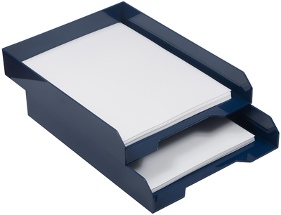 Navy Letter Paper Tray Desk Organizer