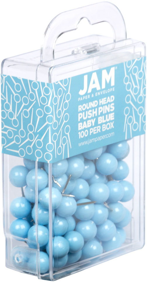 Baby Blue Round Pushpins - 100 Pack