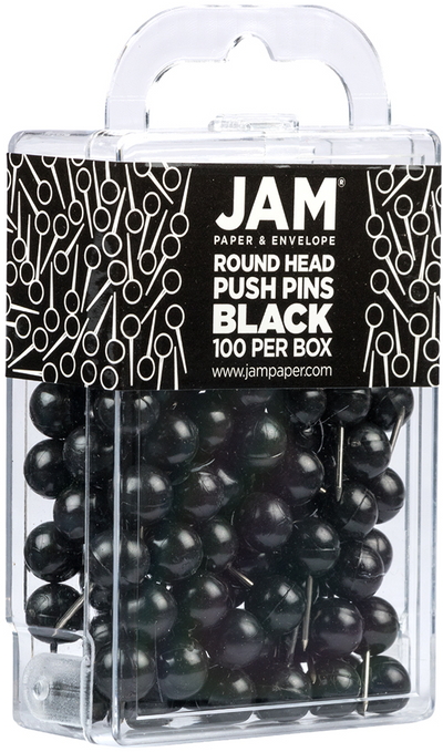 Black Round Pushpins - 100 Pack