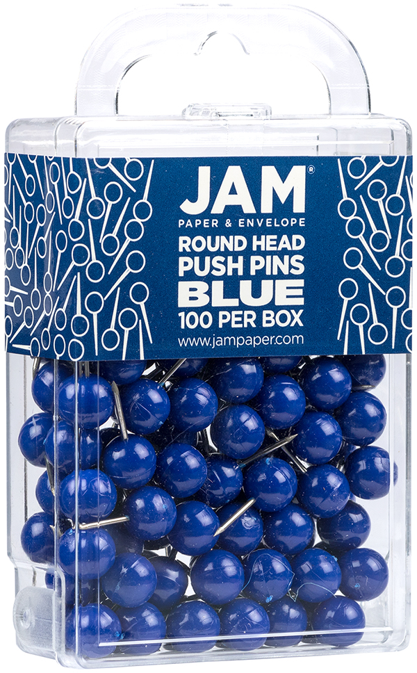 Blue Round Pushpins - 100 Pack