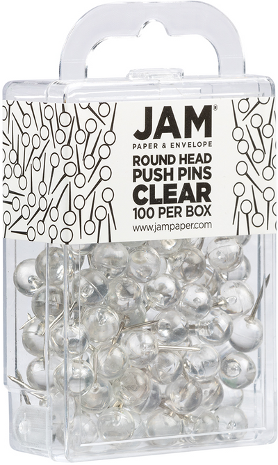 Clear Round Pushpins - 100 Pack