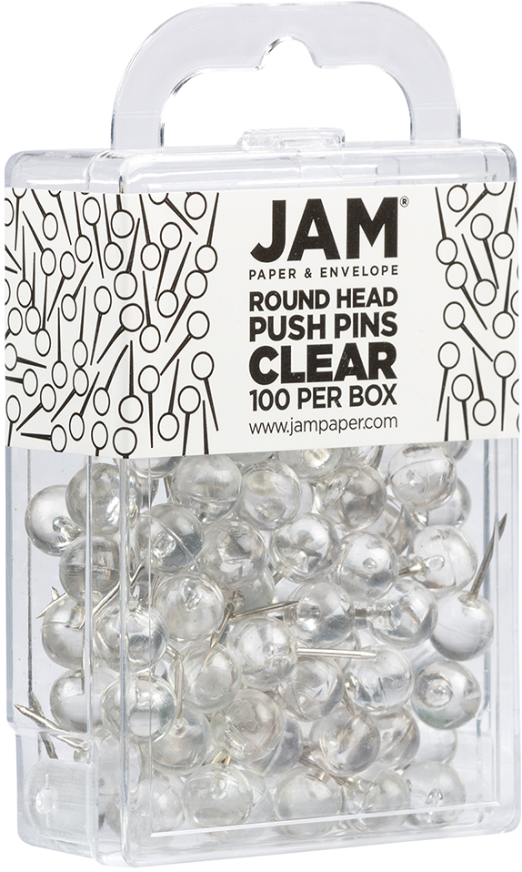 Clear Round Pushpins - 100 Pack