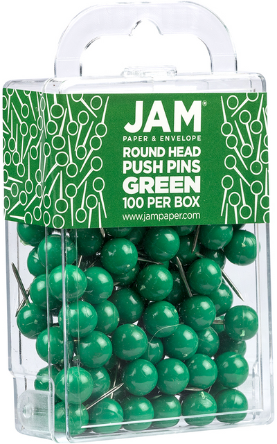 Green Round Pushpins - 100 Pack