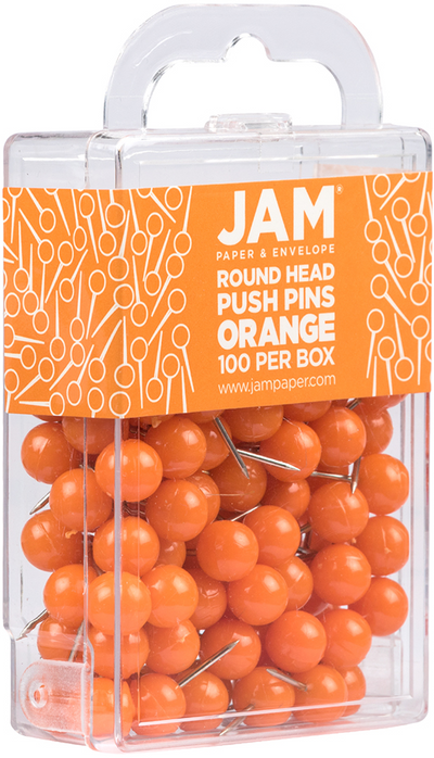 Orange Round Pushpins - 100 Pack