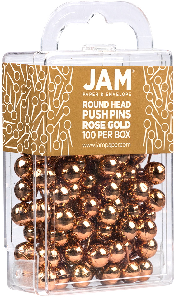 Rose Gold Round Pushpins - 100 Pack