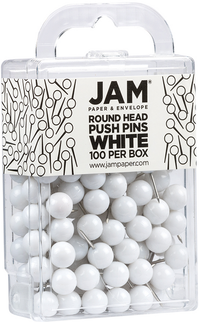 White Round Pushpins - 100 Pack