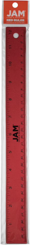 Red Metallic 12 Inch Aluminum Ruler