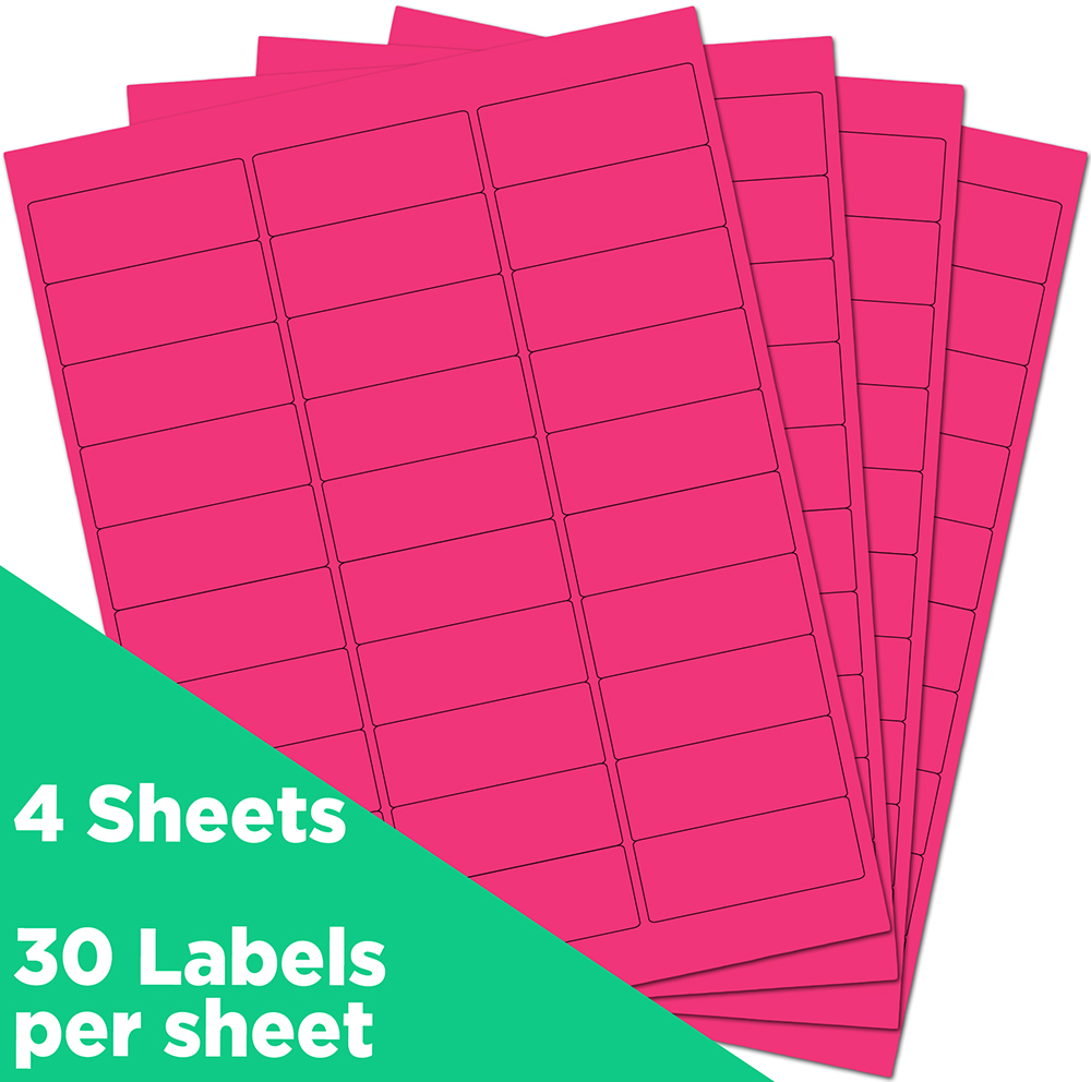 Neon Pink 1 x 2 5/8 Return Address Labels
