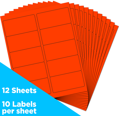 Neon Red 2 x 4 Address Labels