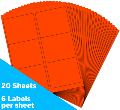 Neon Red 3 1/3 x 4 Shipping Labels