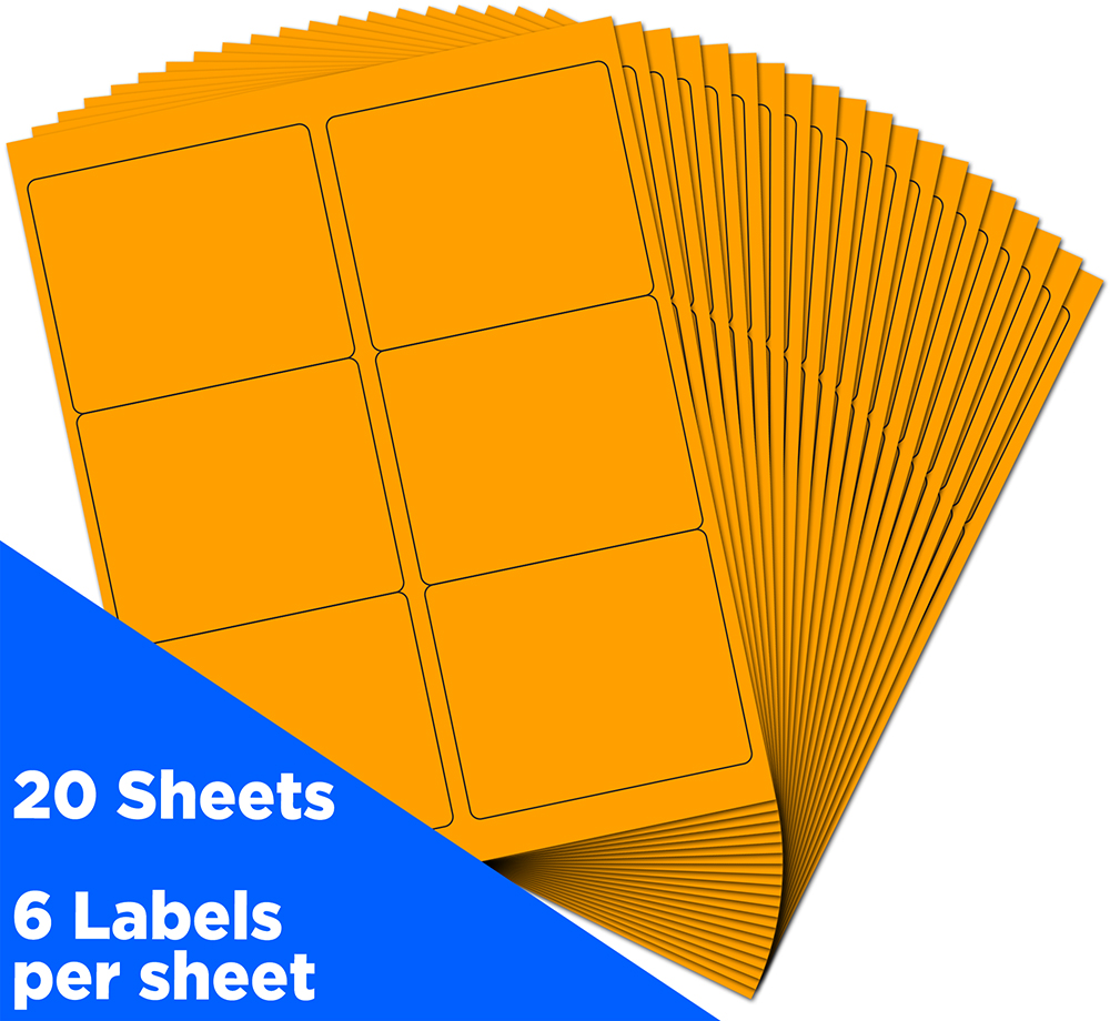 Neon Orange 3 1/3 x 4 Shipping Labels