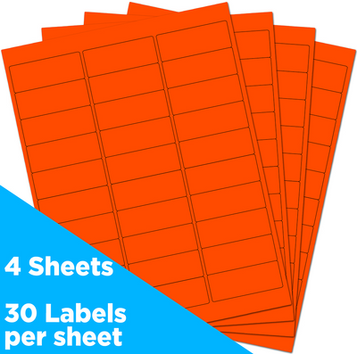 Neon Red 1 x 2 5/8 Return Address Labels