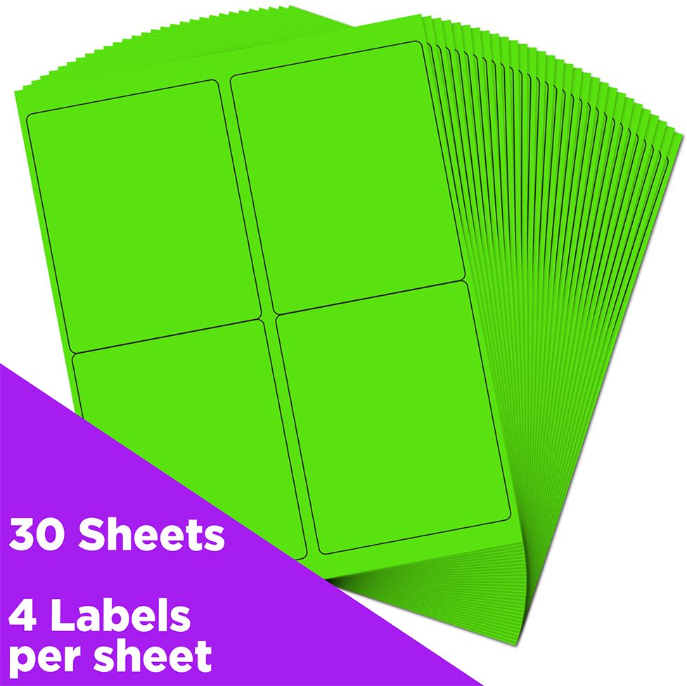 Neon Green 4 x 5 Shipping Labels