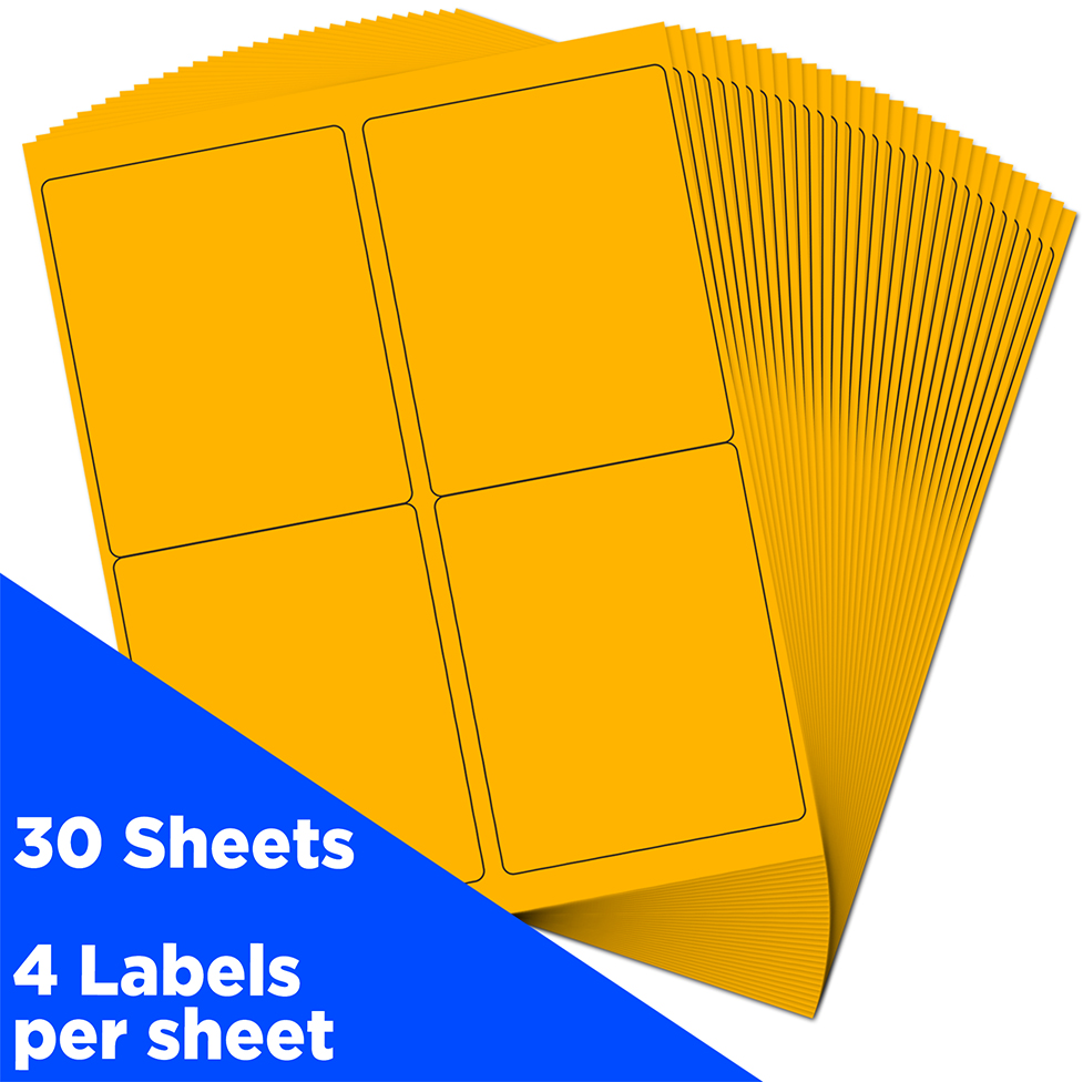 Neon Orange 4 x 5 Shipping Labels