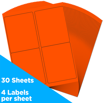 Neon Red 4 x 5 Shipping Labels