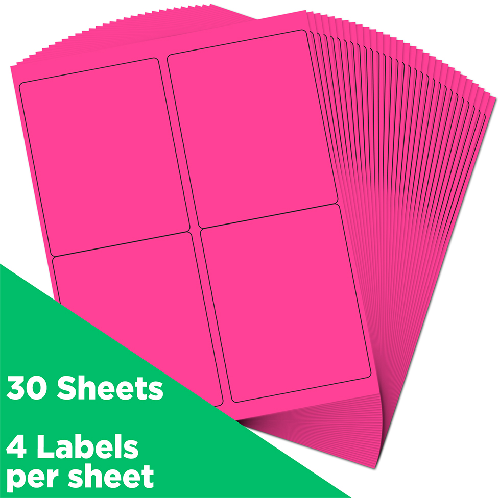 Neon Pink 4 x 5 Shipping Labels