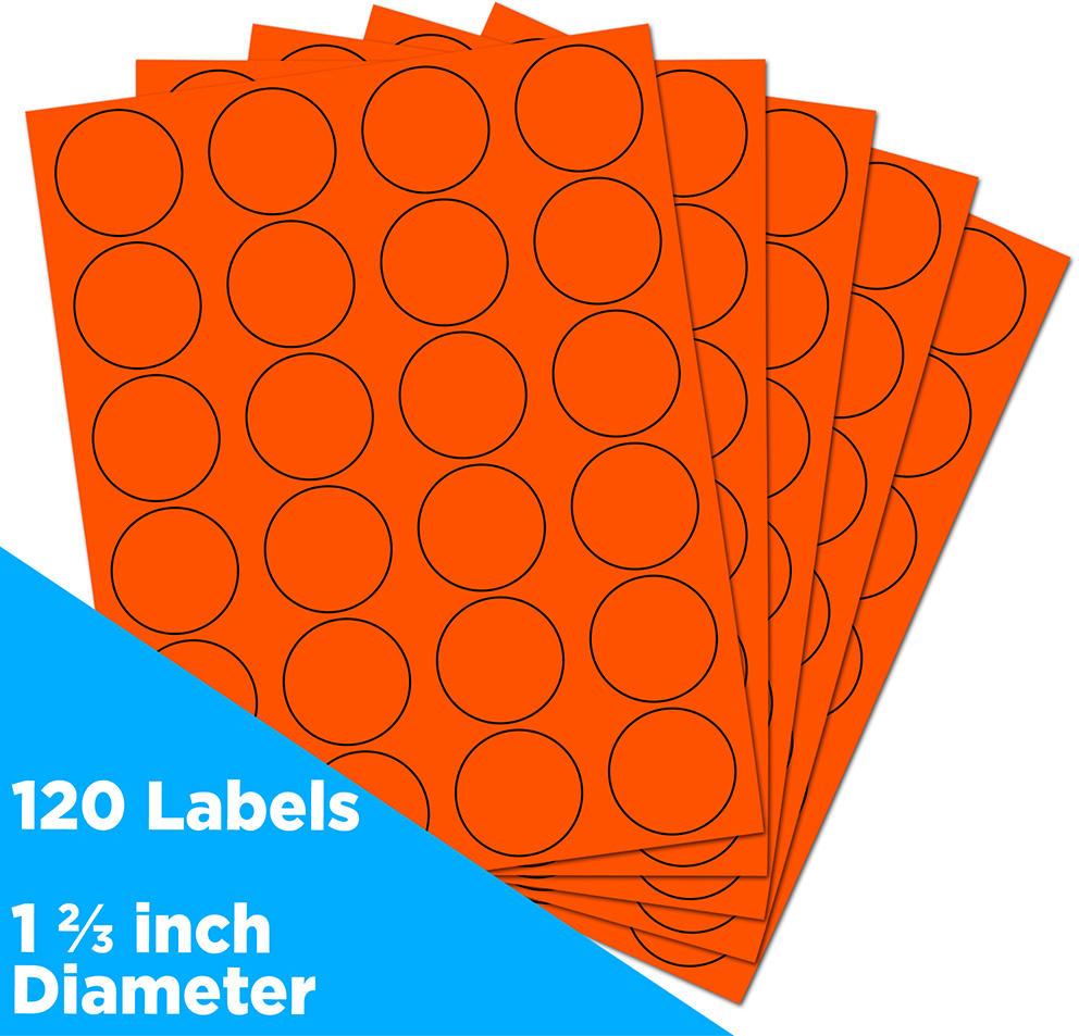 Neon Red Medium 1 2/3 Inch Round Labels