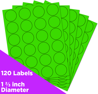 Neon Green Medium 1 2/3 Inch Round Labels