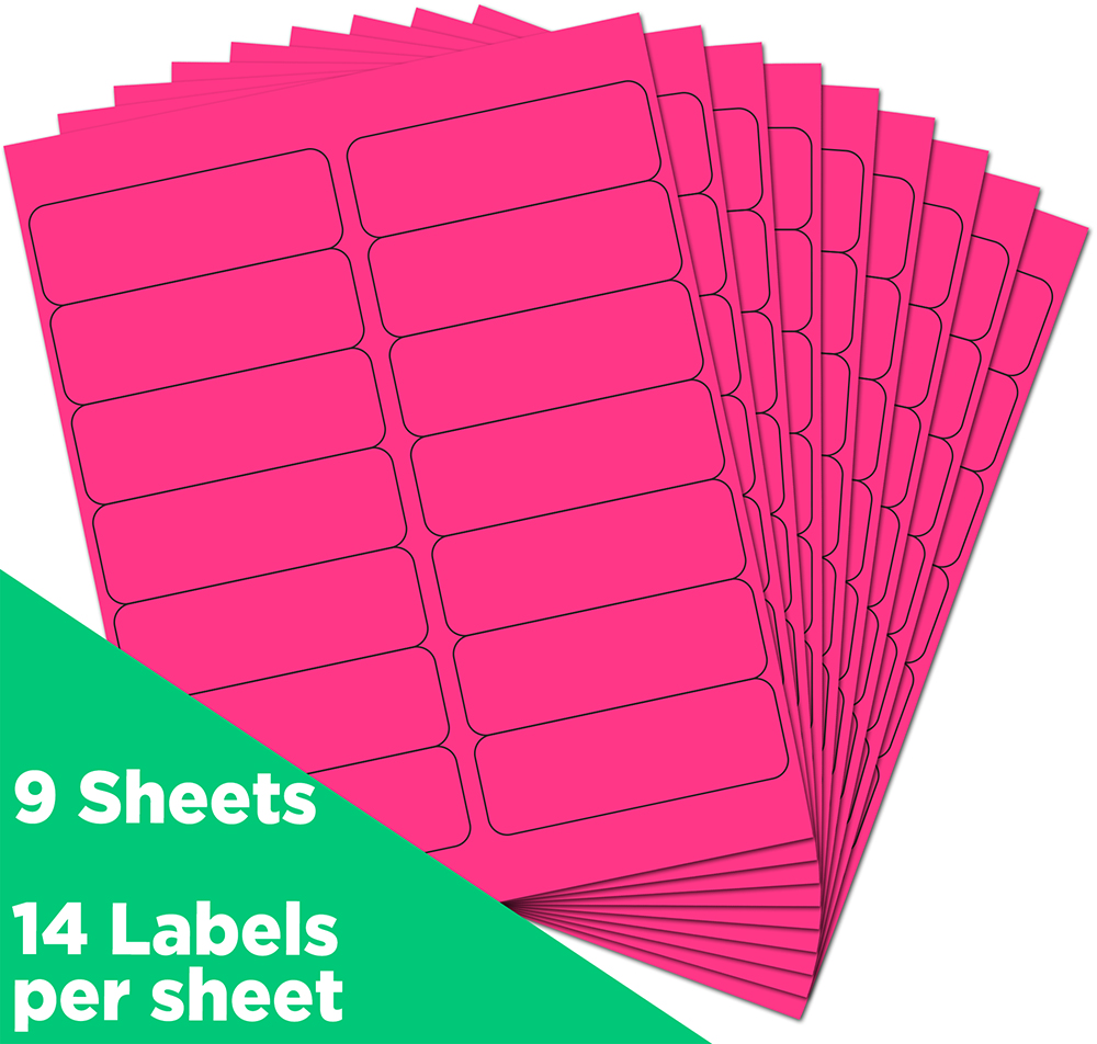 Neon Pink 1 1/3 x 4 Address Labels