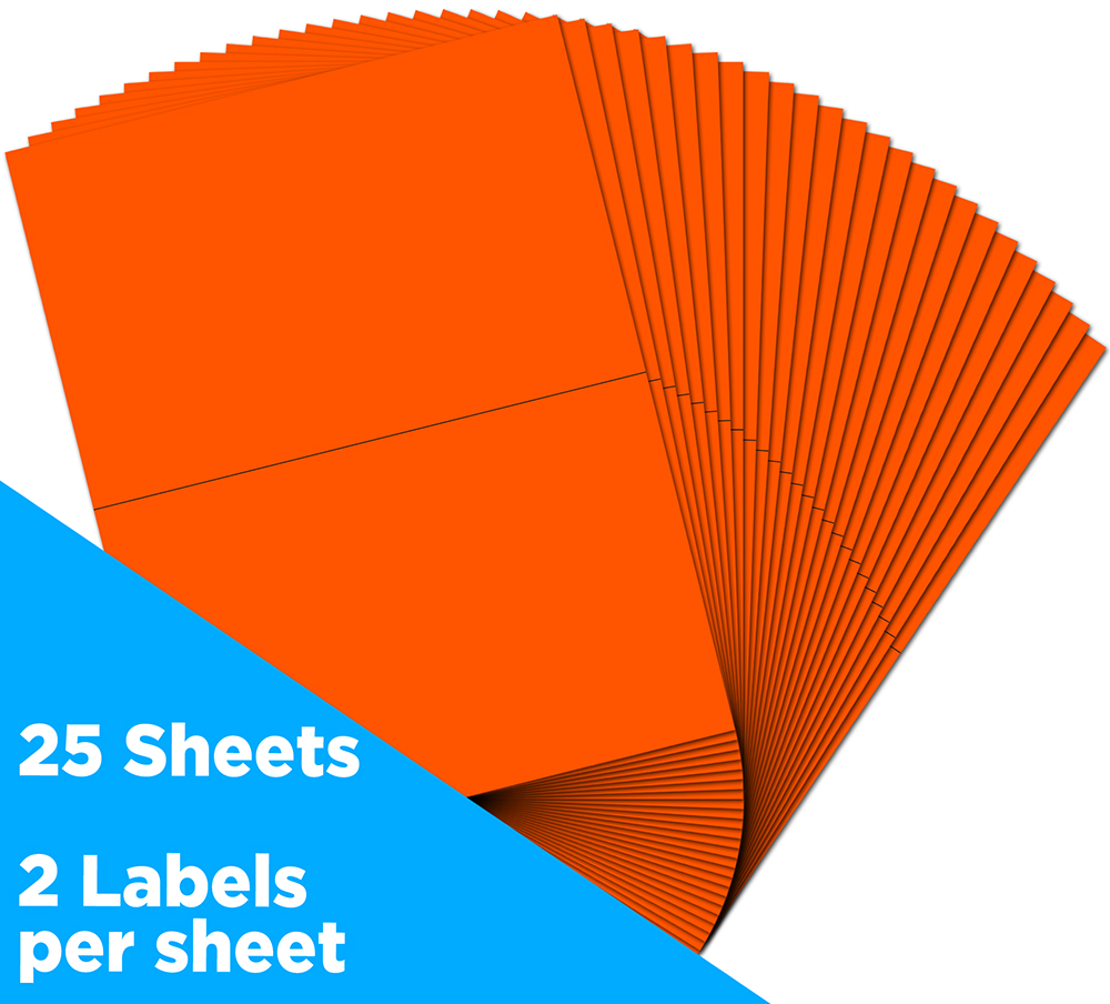 Neon Red 5 1/2 x 8 1/2 Half Sheet Shipping Labels