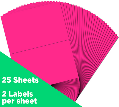Neon Pink 5 1/2 x 8 1/2 Half Sheet Shipping Labels