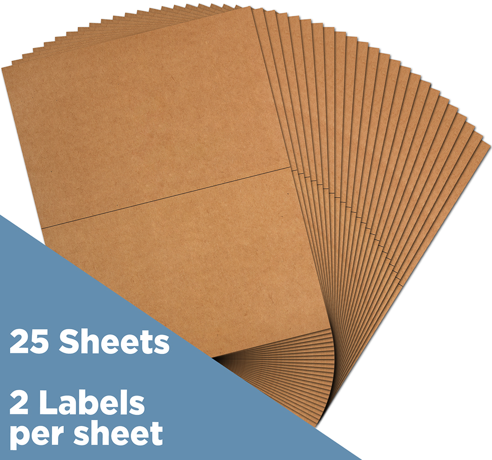 Brown Kraft 5 1/2 x 8 1/2 Half Sheet Shipping Labels