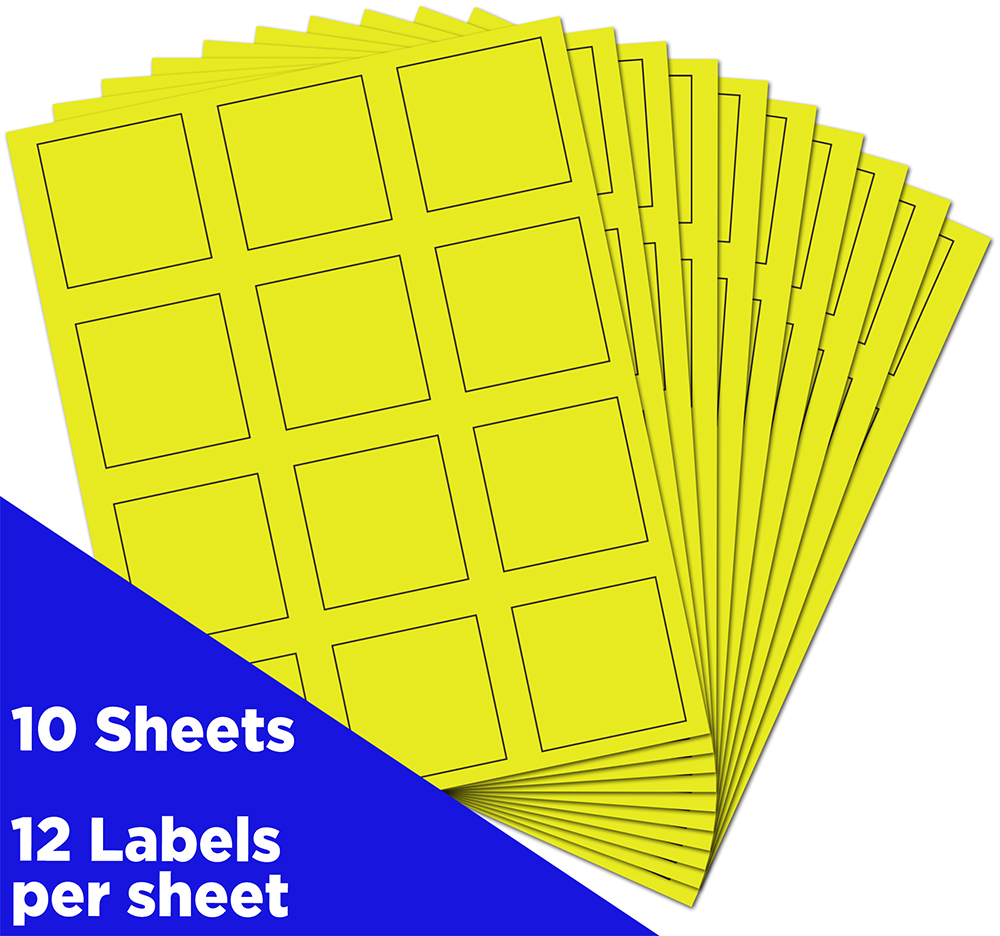 Neon Yellow 2 x 2 Square Labels