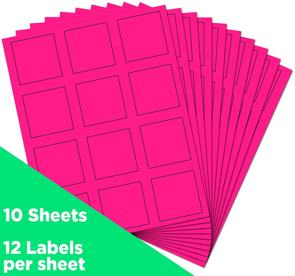 Neon Pink 2 x 2 Square Labels