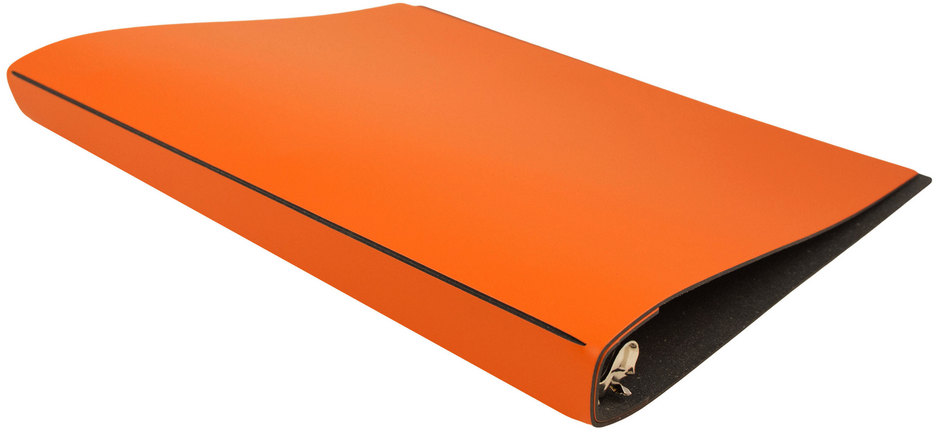 Orange Italian Leather 3/4 Inch 3-Ring Binder