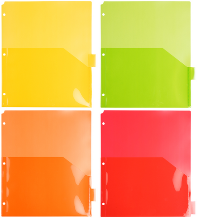 Assorted Plastic 8 Tab Binder Index Dividers with Pockets