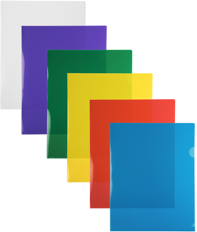 Assorted Colors Letter Size Plastic Sleeves - 12 Pack