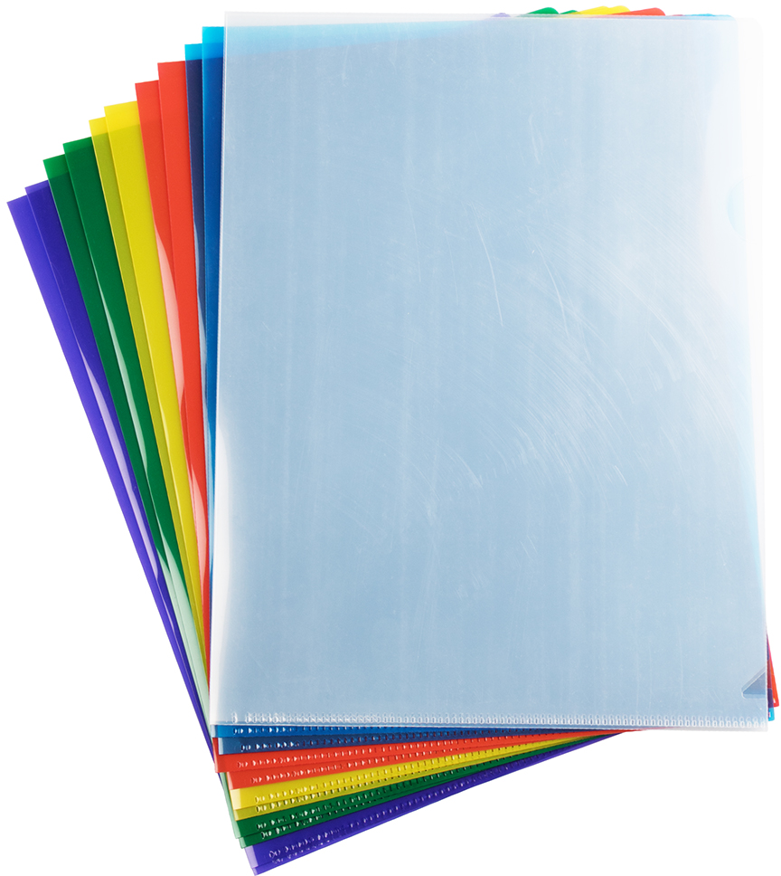 Assorted Colors Letter Size Plastic Sleeves - 12 Pack