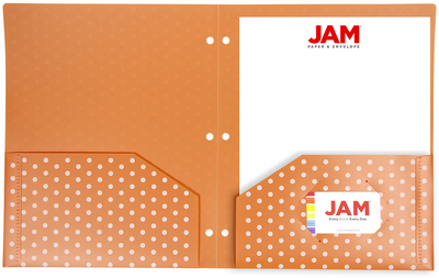 Assorted Dot Fashion Plastic Pop 3 Hole Punch Folders - 6 Pack