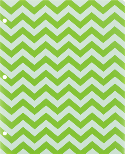 Assorted Chevron 9 1/2 x 11 1/2 Plastic 3 Hole Punch Folders - 6 Pack