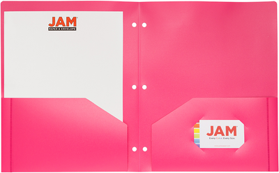 Assorted Fashion 9 x 12 Plastic Pop 3 Hole Punch Folders - 6 Pack