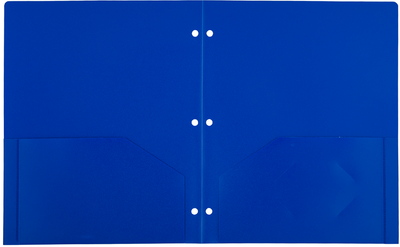 Assorted Primary 9 x 12 Plastic Pop 3 Hole Punch Folders - 6 Pack