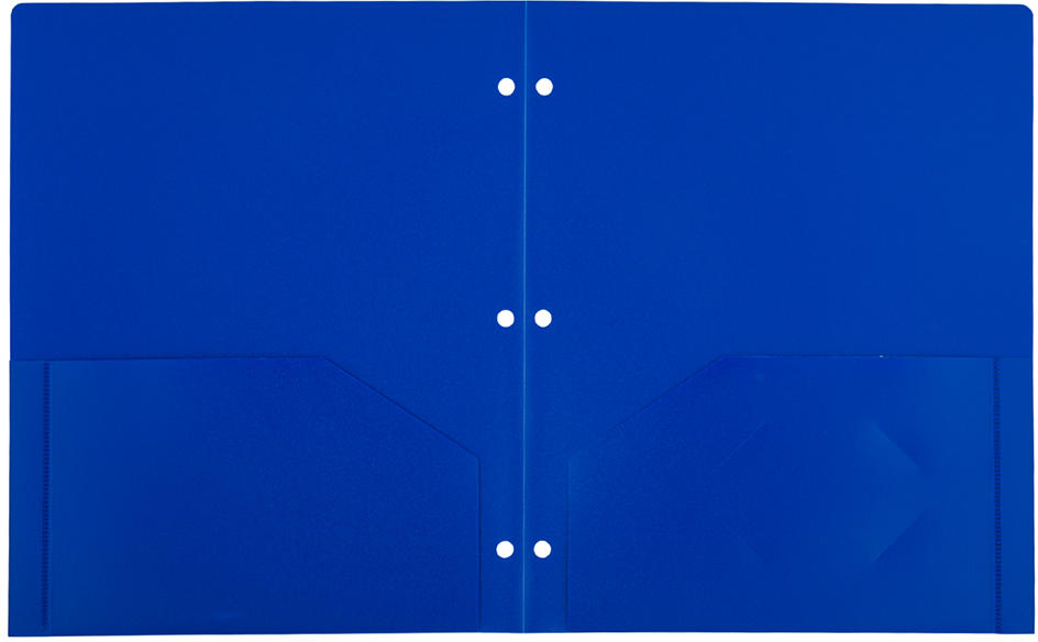 Assorted Primary 9 x 12 Plastic Pop 3 Hole Punch Folders - 6 Pack